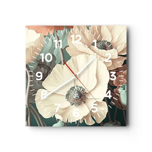 Orologio da parete - Orologio in Vetro - Il sussurro dei papaveri - 30x30 cm