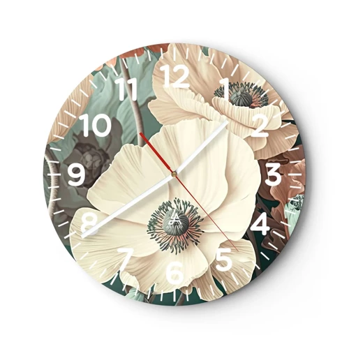 Orologio da parete - Orologio in Vetro - Il sussurro dei papaveri - 30x30 cm