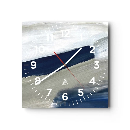 Orologio da parete - Orologio in Vetro - Incontro con il bianco - 40x40 cm
