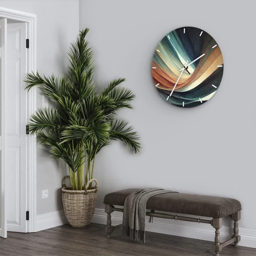 Orologio da parete - Orologio in Vetro - Intessuto di colore - 40x40 cm