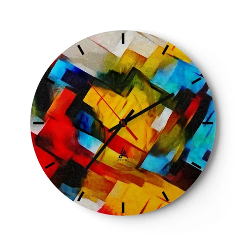 Orologio da parete - Orologio in Vetro - Intreccio multicolore - 40x40 cm