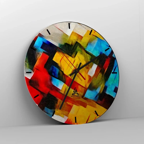 Orologio da parete - Orologio in Vetro - Intreccio multicolore - 40x40 cm