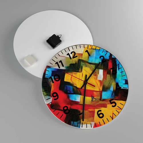 Orologio da parete - Orologio in Vetro - Intreccio multicolore - 40x40 cm