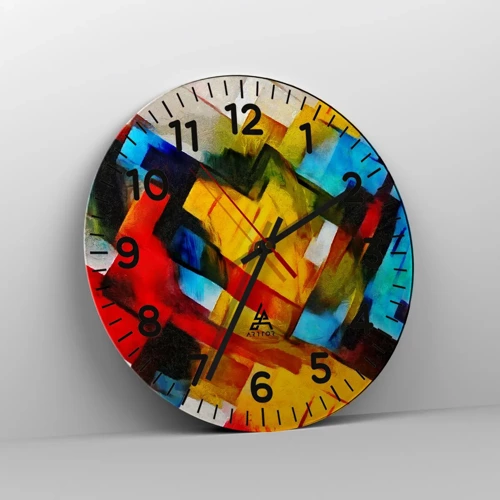 Orologio da parete - Orologio in Vetro - Intreccio multicolore - 40x40 cm