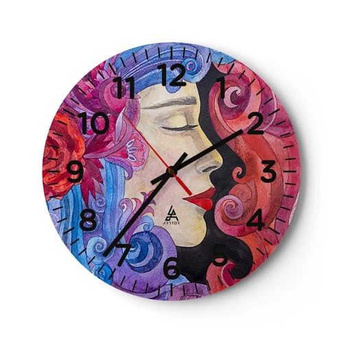 Orologio da parete - Orologio in Vetro - L'Art Nouveau è sempre viva - 40x40 cm