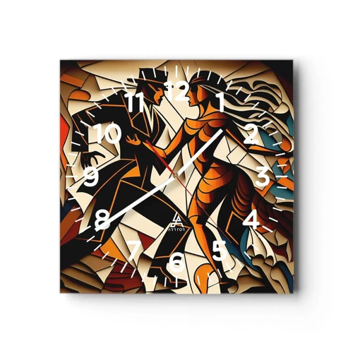 Orologio da parete - Orologio in Vetro - La danza della passione - 40x40 cm