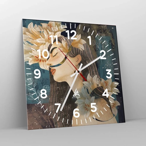 Orologio da parete - Orologio in Vetro - La favola della principessa con i gigli - 30x30 cm