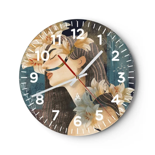 Orologio da parete - Orologio in Vetro - La favola della principessa con i gigli - 40x40 cm