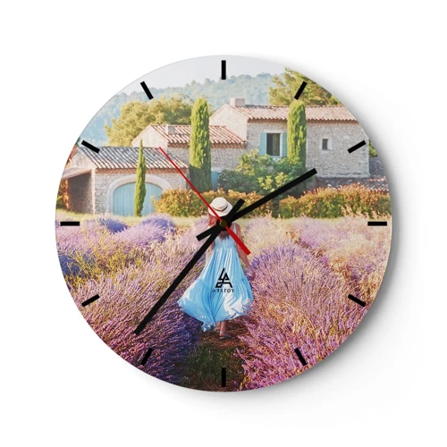 Orologio da parete - Orologio in Vetro - La ragazza nella lavanda - 30x30 cm