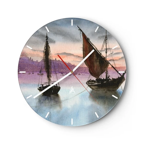 Orologio da parete - Orologio in Vetro - La sera nel porto - 30x30 cm
