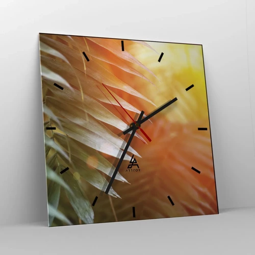 Orologio da parete - Orologio in Vetro - L'alba nella giungla - 30x30 cm