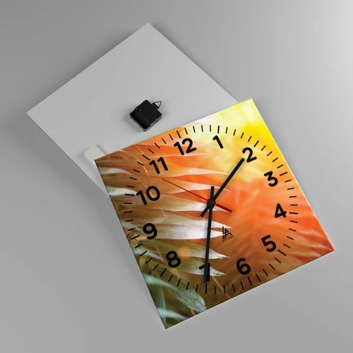Orologio da parete - Orologio in Vetro - L'alba nella giungla - 40x40 cm
