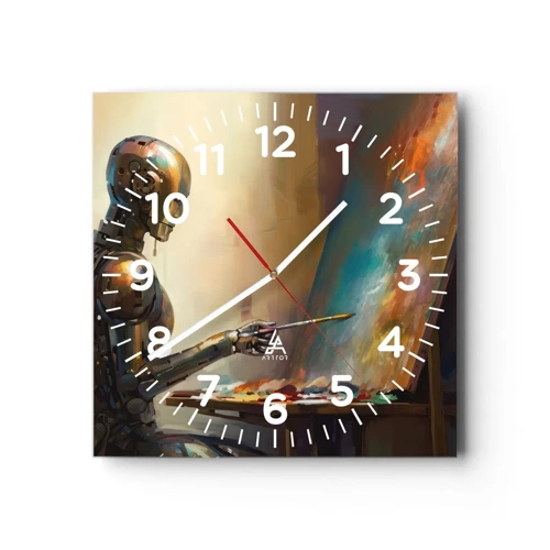 Orologio da parete - Orologio in Vetro - L'arte del futuro - 40x40 cm