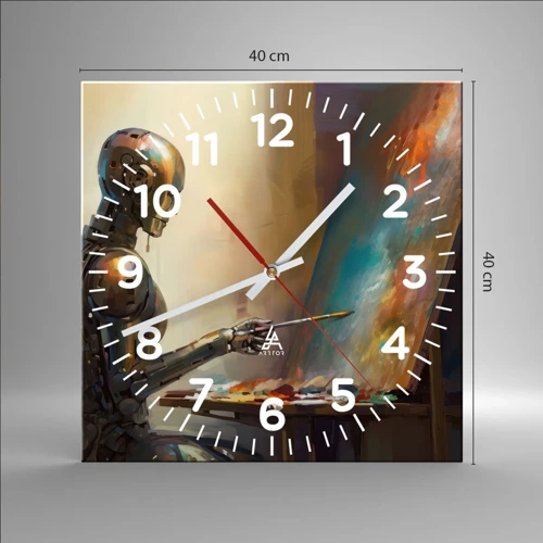 Orologio da parete - Orologio in Vetro - L'arte del futuro - 40x40 cm