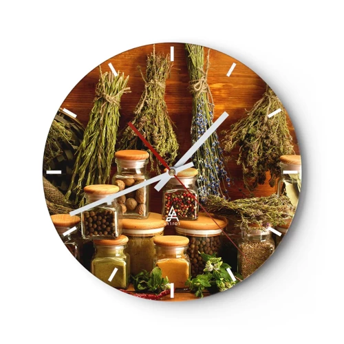 Orologio da parete - Orologio in Vetro - Magie di cucina - 30x30 cm