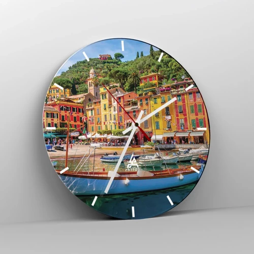 Orologio da parete - Orologio in Vetro - Mattino italiano - 30x30 cm