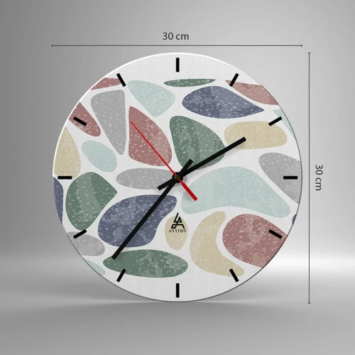 Orologio da parete - Orologio in Vetro - Mosaico di colori incipriati - 30x30 cm