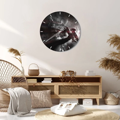 Orologio da parete - Orologio in Vetro - Nei fumi del jazz - 30x30 cm