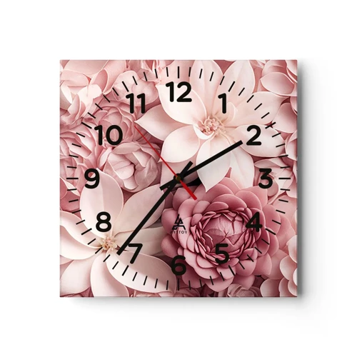 Orologio da parete - Orologio in Vetro - Nei petali di rosa - 30x30 cm