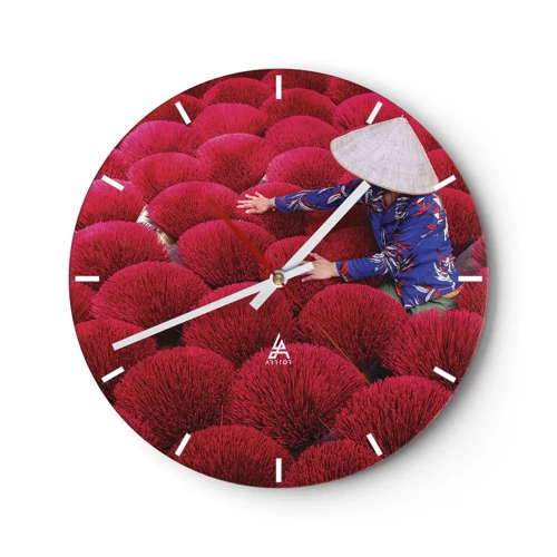 Orologio da parete - Orologio in Vetro - Nel campo di riso - 30x30 cm