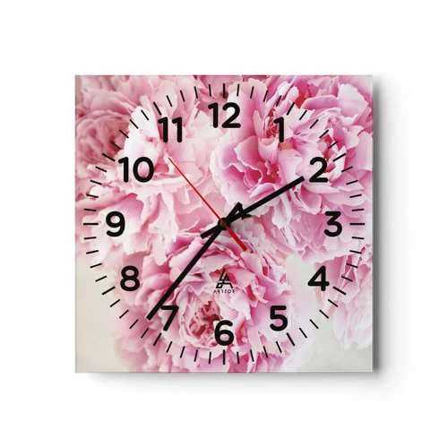 Orologio da parete - Orologio in Vetro - Nel fasto rosa - 30x30 cm