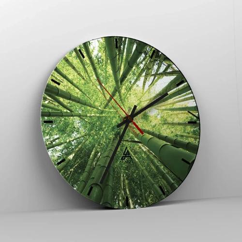 Orologio da parete - Orologio in Vetro - Nella foresta di bambù - 40x40 cm