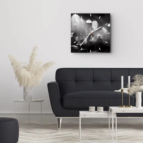 Orologio da parete - Orologio in Vetro - Nell'atmosfera jazz - 30x30 cm