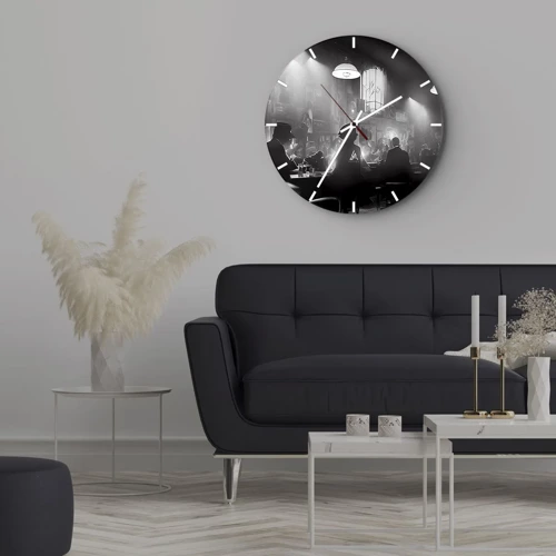 Orologio da parete - Orologio in Vetro - Nell'atmosfera jazz - 30x30 cm