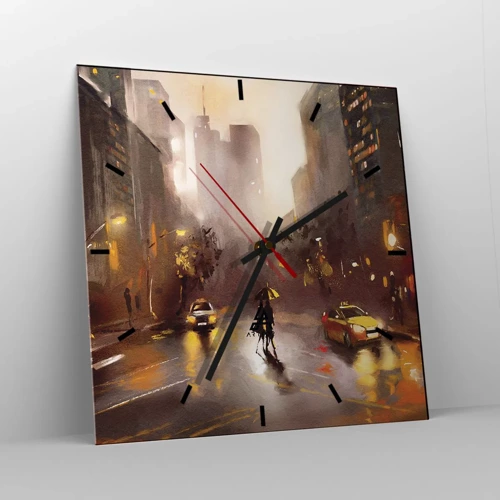 Orologio da parete - Orologio in Vetro - Nelle luci di New York - 40x40 cm