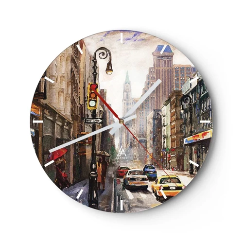 Orologio da parete - Orologio in Vetro - New York: colorata anche sotto la pioggia - 30x30 cm