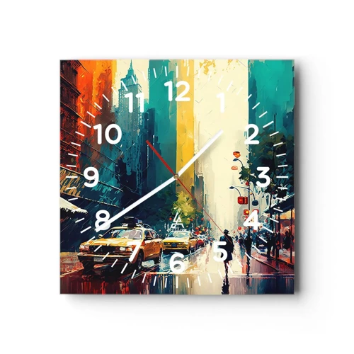 Orologio da parete - Orologio in Vetro - New York: qui anche la pioggia è colorata - 30x30 cm