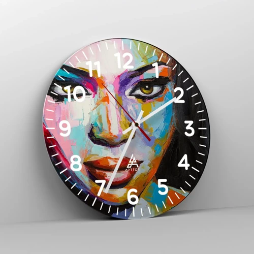 Orologio da parete - Orologio in Vetro - Non si può staccare lo sguardo - 40x40 cm