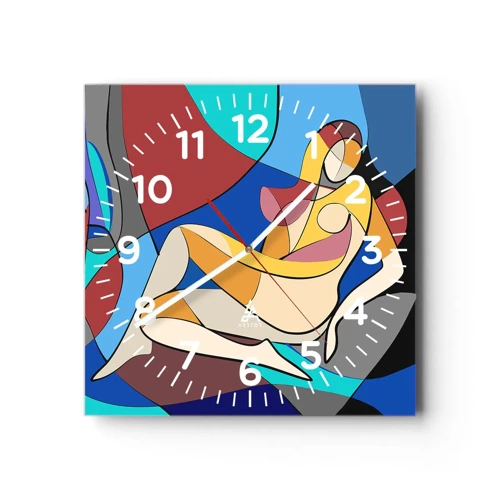 Orologio da parete - Orologio in Vetro - Nudo cubista - 30x30 cm