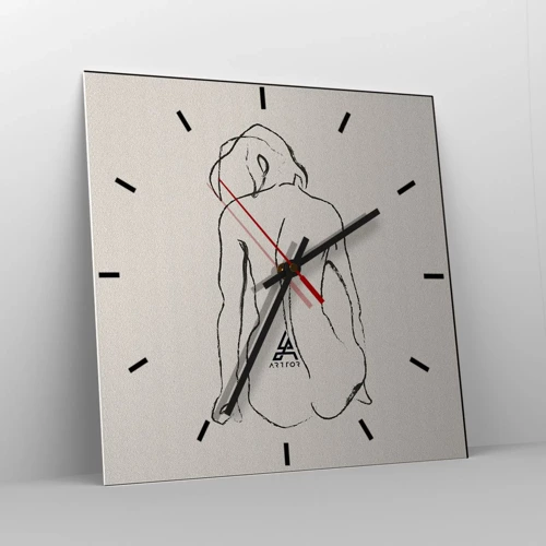 Orologio da parete - Orologio in Vetro - Nudo di ragazza - 30x30 cm