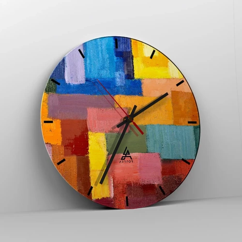 Orologio da parete - Orologio in Vetro - Ognuno diverso, tutti colorati - 30x30 cm