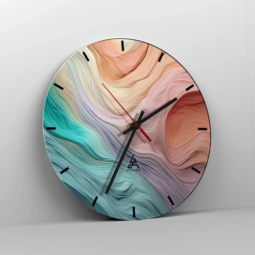 Orologio da parete - Orologio in Vetro - Onda arcobaleno - 40x40 cm