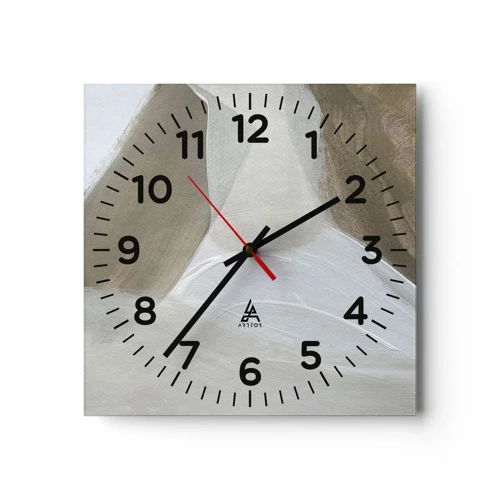 Orologio da parete - Orologio in Vetro - Onda di bianco - 30x30 cm