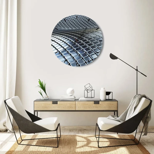 Orologio da parete - Orologio in Vetro - Onda metallica argentea - 30x30 cm