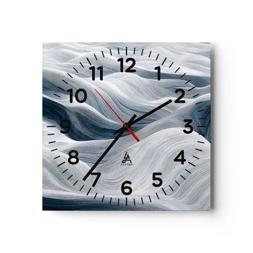 Orologio da parete - Orologio in Vetro - Onde bianche e blu - 30x30 cm