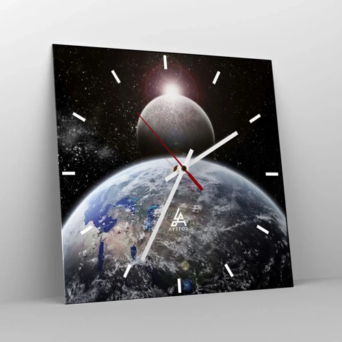 Orologio da parete - Orologio in Vetro - Paesaggio cosmico: sorgere del sole - 30x30 cm