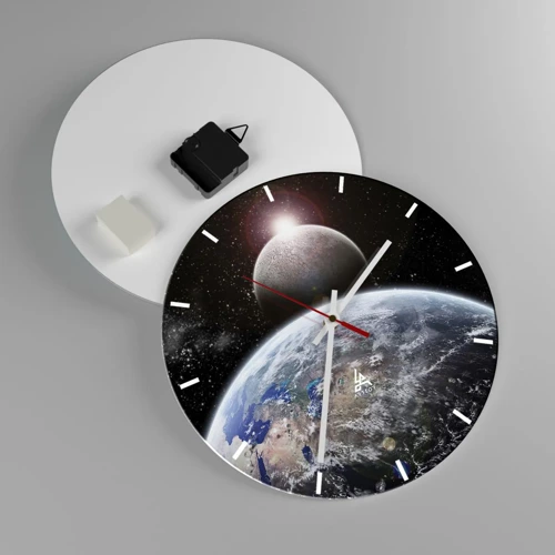 Orologio da parete - Orologio in Vetro - Paesaggio cosmico: sorgere del sole - 30x30 cm