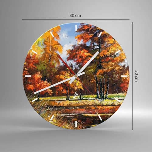 Orologio da parete - Orologio in Vetro - Paesaggio in oro e marrone - 30x30 cm