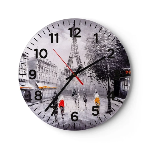 Orologio da parete - Orologio in Vetro - Passeggiata a Parigi - 40x40 cm