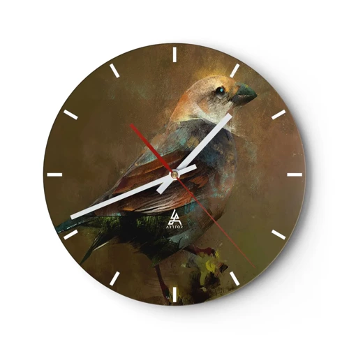 Orologio da parete - Orologio in Vetro - Passerotto, piccolo uccellino - 30x30 cm