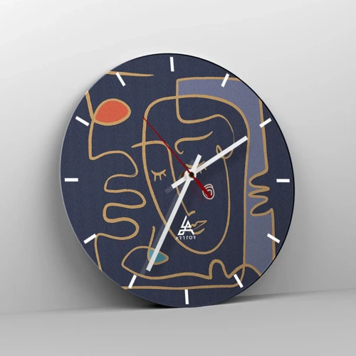 Orologio da parete - Orologio in Vetro - Pensierosa - 30x30 cm