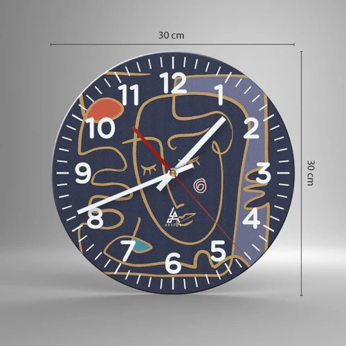 Orologio da parete - Orologio in Vetro - Pensierosa - 30x30 cm