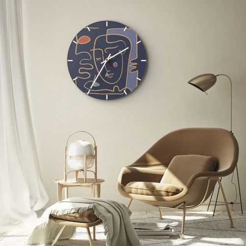 Orologio da parete - Orologio in Vetro - Pensierosa - 30x30 cm