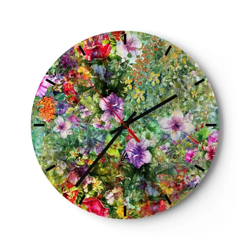 Orologio da parete - Orologio in Vetro - Perdersi nei fiori - 30x30 cm