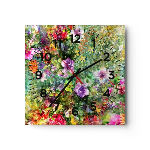 Orologio da parete - Orologio in Vetro - Perdersi nei fiori - 30x30 cm