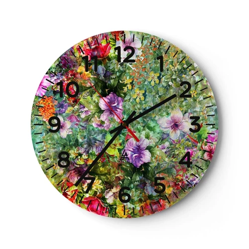 Orologio da parete - Orologio in Vetro - Perdersi nei fiori - 30x30 cm